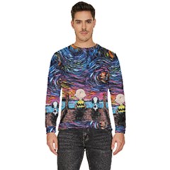 Cartoon Dog Vincent Van Gogh s Starry Night Parody Men s Fleece Sweatshirt by Modalart