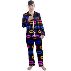 Pattern Background Structure Black Men s Long Sleeve Satin Pajamas Set by Pakjumat