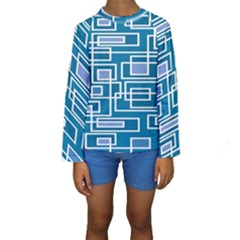 Geometric Rectangle Shape Linear Kids  Long Sleeve Swimwear by Pakjumat