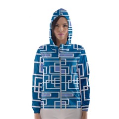 Geometric Rectangle Shape Linear Women s Hooded Windbreaker by Pakjumat