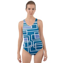 Geometric Rectangle Shape Linear Cut-out Back One Piece Swimsuit by Pakjumat