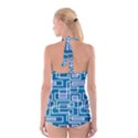 Geometric Rectangle Shape Linear Boyleg Halter Swimsuit  View2