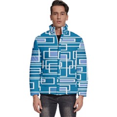 Geometric Rectangle Shape Linear Men s Puffer Bubble Jacket Coat by Pakjumat