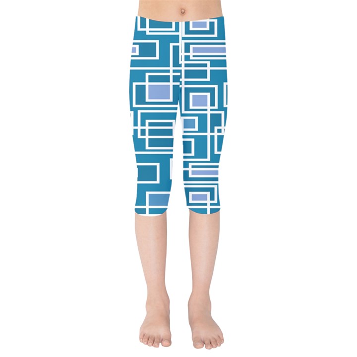 Geometric Rectangle Shape Linear Kids  Capri Leggings 