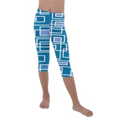 Geometric Rectangle Shape Linear Kids  Lightweight Velour Capri Leggings  by Pakjumat