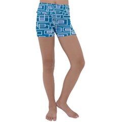 Geometric Rectangle Shape Linear Kids  Lightweight Velour Yoga Shorts by Pakjumat