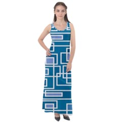 Geometric Rectangle Shape Linear Sleeveless Velour Maxi Dress by Pakjumat