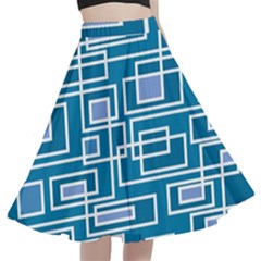 Geometric Rectangle Shape Linear A-line Full Circle Midi Skirt With Pocket by Pakjumat