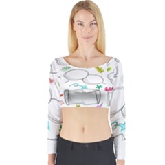 Set Chalk Out Chitchat Scribble Long Sleeve Crop Top by Pakjumat