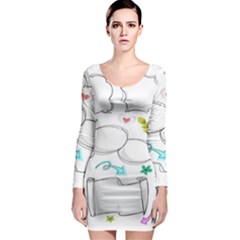 Set Chalk Out Chitchat Scribble Long Sleeve Bodycon Dress by Pakjumat