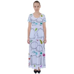 Set Chalk Out Chitchat Scribble High Waist Short Sleeve Maxi Dress by Pakjumat