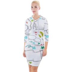 Set Chalk Out Chitchat Scribble Quarter Sleeve Hood Bodycon Dress by Pakjumat