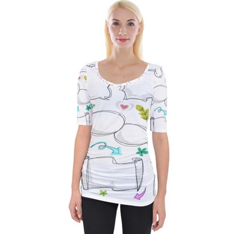 Set Chalk Out Chitchat Scribble Wide Neckline T-shirt by Pakjumat