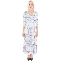 Set Chalk Out Chitchat Scribble Quarter Sleeve Wrap Maxi Dress by Pakjumat