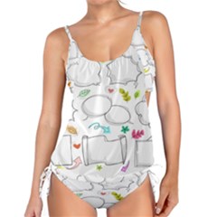 Set Chalk Out Chitchat Scribble Tankini Set by Pakjumat