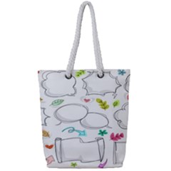 Set Chalk Out Chitchat Scribble Full Print Rope Handle Tote (small) by Pakjumat