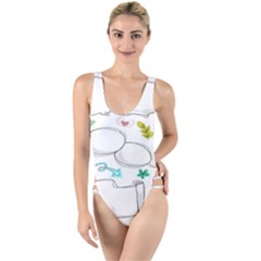 Set Chalk Out Chitchat Scribble High Leg Strappy Swimsuit by Pakjumat