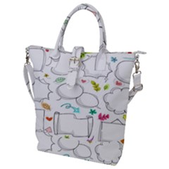 Set Chalk Out Chitchat Scribble Buckle Top Tote Bag by Pakjumat