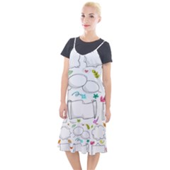 Set Chalk Out Chitchat Scribble Camis Fishtail Dress by Pakjumat