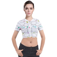 Set Chalk Out Chitchat Scribble Short Sleeve Cropped Jacket by Pakjumat