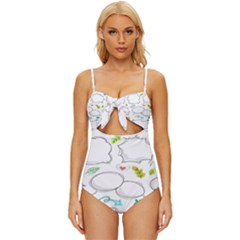 Set Chalk Out Chitchat Scribble Knot Front One-piece Swimsuit by Pakjumat