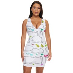 Set Chalk Out Chitchat Scribble Draped Bodycon Dress by Pakjumat