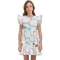 Set Chalk Out Chitchat Scribble Kids  Winged Sleeve Dress by Pakjumat