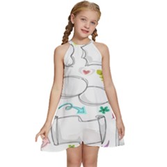 Set Chalk Out Chitchat Scribble Kids  Halter Collar Waist Tie Chiffon Dress by Pakjumat