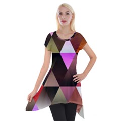 Abstract Geometric Triangles Shapes Short Sleeve Side Drop Tunic by Pakjumat