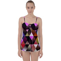 Abstract Geometric Triangles Shapes Babydoll Tankini Top by Pakjumat