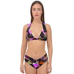 Abstract Geometric Triangles Shapes Double Strap Halter Bikini Set by Pakjumat