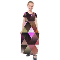 Abstract Geometric Triangles Shapes Kids  Short Sleeve Maxi Dress by Pakjumat