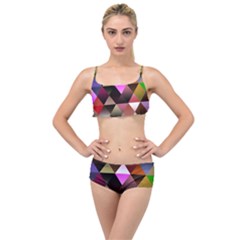 Abstract Geometric Triangles Shapes Layered Top Bikini Set by Pakjumat