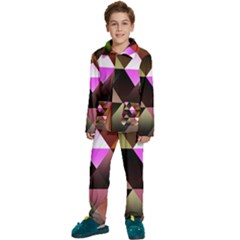 Abstract Geometric Triangles Shapes Kids  Long Sleeve Velvet Pajamas Set by Pakjumat