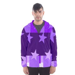 Purple Stars Pattern Shape Men s Hooded Windbreaker by Pakjumat