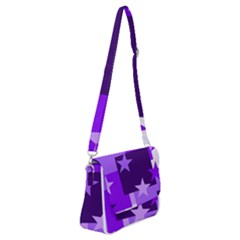 Purple Stars Pattern Shape Shoulder Bag With Back Zipper by Pakjumat