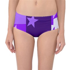 Purple Stars Pattern Shape Mid-waist Bikini Bottoms by Pakjumat