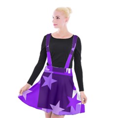 Purple Stars Pattern Shape Suspender Skater Skirt by Pakjumat