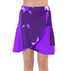 Purple Stars Pattern Shape Wrap Front Skirt