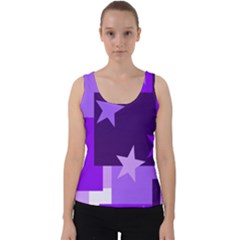 Purple Stars Pattern Shape Velvet Tank Top by Pakjumat