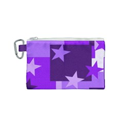 Purple Stars Pattern Shape Canvas Cosmetic Bag (small) by Pakjumat