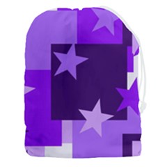 Purple Stars Pattern Shape Drawstring Pouch (3xl) by Pakjumat