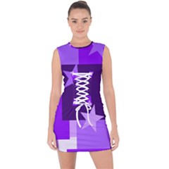 Purple Stars Pattern Shape Lace Up Front Bodycon Dress by Pakjumat