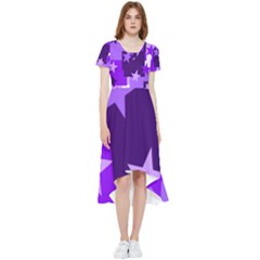 Purple Stars Pattern Shape High Low Boho Dress by Pakjumat