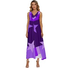 Purple Stars Pattern Shape V-neck Sleeveless Loose Fit Overalls by Pakjumat