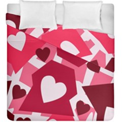 Pink Hearts Pattern Love Shape Duvet Cover Double Side (king Size) by Pakjumat