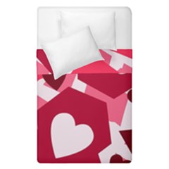 Pink Hearts Pattern Love Shape Duvet Cover Double Side (single Size) by Pakjumat