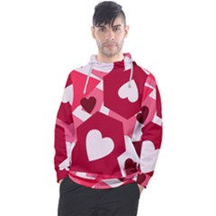 Pink Hearts Pattern Love Shape Men s Pullover Hoodie by Pakjumat