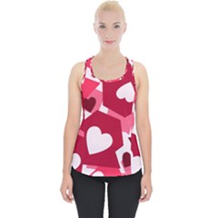 Pink Hearts Pattern Love Shape Piece Up Tank Top by Pakjumat