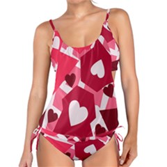 Pink Hearts Pattern Love Shape Tankini Set by Pakjumat